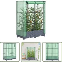 VidaXL Hochbeet mit Gewächshaus-Aufsatz Rattan-Optik 80x40x123 cm von THE LIVING STORE
