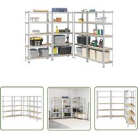 vidaXL Lagerregale mit 5 Böden 4 Stk. Silbern Stahl & Holzwerkstoff von THE LIVING STORE