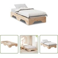 vidaXL Massivholzbett ohne Matratze Stapelbar 100x200 cm von THE LIVING STORE