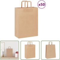 vidaXL Papiertragetaschen 50 Stk. mit Henkeln Braun 26x12x35 cm von THE LIVING STORE