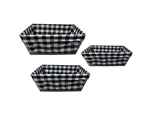 THE NIFTY NOOK - Set mit 3 Bauernhaus-Büffelkarierten Drahtkorbeinlagen für Zuhause und Küche (kariert) von THE NIFTY NOOK