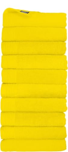 THE ONE TOWELLING Classic Handtücher - 50 x 100 cm - 10 Stück - Sparpackung - Hohe Feuchtigkeitsaufnahme - 100% gekämmte Baumwolle - Schnell trocknend - Handtuchset - Badetuch - Gelb von THE ONE TOWELLING