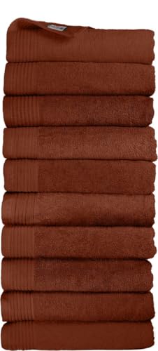 THE ONE TOWELLING Hotelqualität Handtücher - 50 x 100 cm -10 Stück - Sparpack - Hohe Feuchtigkeitsaufnahme -100% gekämmte Baumwolle - Braun von THE ONE TOWELLING