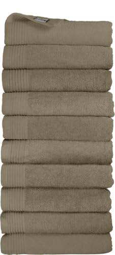 THE ONE TOWELLING Hotelqualität Handtücher - 50 x 100 cm - 10 Stück - Sparpack - Hohe Feuchtigkeitsaufnahme - 100% gekämmte Baumwolle - Olivgrün von THE ONE TOWELLING