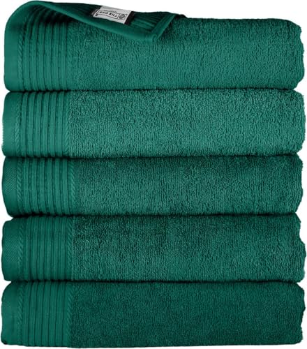THE ONE TOWELLING Hotelqualität Handtücher - 70 x 140 cm - 5 Stück - Sparpackung - Hohe Feuchtigkeitsaufnahme - 100% gekämmte Baumwolle - Schnell trocknend - Handtuchset - Badetuch - Smaragdgrün von THE ONE TOWELLING