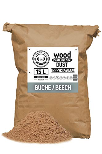 Grillgold Räuchermehl Wood Smoking Dust. Zum räuchen und kalträuchern von Fisch, Fleisch und Gemüse auch für BBQ und Grill geeignet. In Papier-Sack befüllt mit 15 Liter Buche von THE PERFECTION OF PASSION GRILLGOLD