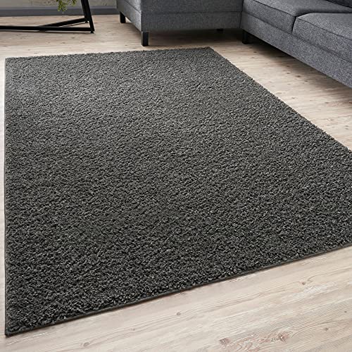 THE RUGS Teppich Wohnzimmer - Shaggy Teppich Weich und Elegant für Schlafzimmer und Küche Pflegeleicht Viele Verschiedene Größen (80x300 cm, Dunkelgrau) von THE RUGS