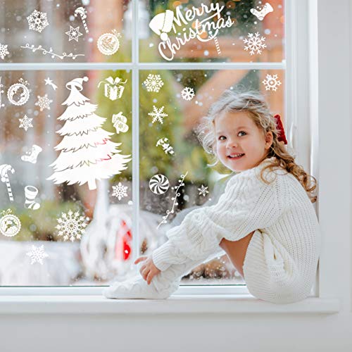 THE TWIDDLERS 240 Stück Frohe Weihnachten Schneeflocken Selbstklebende Fensterbilder - Wiederverwendbares & Wasserdichtes PVC von THE TWIDDLERS
