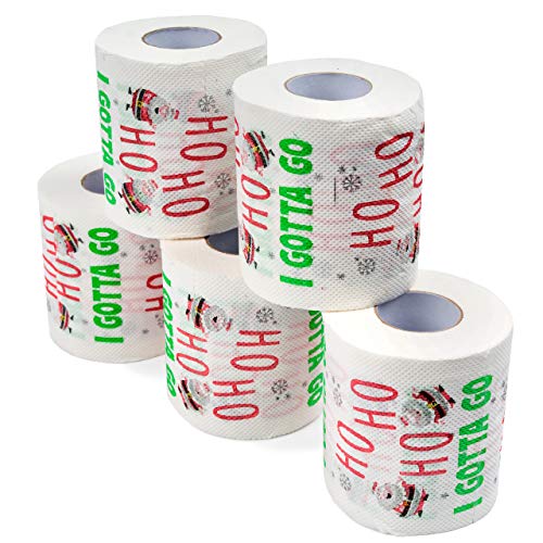 The TWIDDLERS - 5 weihnachtliche Santa-Toilettenpapierrollen, 3-lagig, weich, lustig, mit lustigem Slogan - Ho Ho Ho I Gotta Go von THE TWIDDLERS