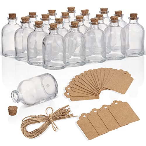 THE TWIDDLERS 20 Mini Glasflaschen mit Korken & Etiketten, 50ml - Basteln, DIY, Gewürze, Gastgeschenke, Deko, Hochzeiten von THE TWIDDLERS