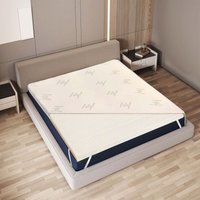 The White Stone Topper 140 x 190 cm aus Naturlatex Atmungsaktiver und abnehmbarer Bambusbezug Höhe 5 cm Matratzenauflage von THE WHITE STONE
