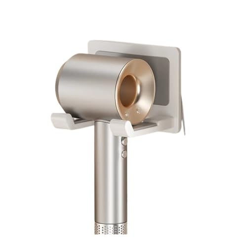THEDAYBABY Aluminium-Haartrocknerregal, Wandmontage, selbstklebend, bohrfrei, Haartrocknerregal, lochfrei, Badezimmer-Aufbewahrungs-Organizer (weiß) von THEDAYBABY