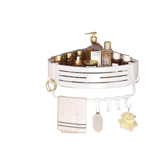 THEDAYBABY Badezimmer-Aufbewahrungsregale, Wandmontage, Badezimmer-Eckregale, Küchenaufbewahrung, Aluminium, weiß, Aufbewahrungsregale (eine Schicht mit Stange) von THEDAYBABY