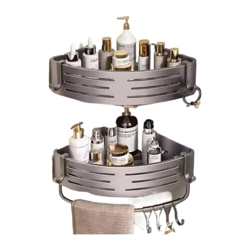 THEDAYBABY Badezimmer-Eckregal, nicht perforiertes Aluminium, für Shampoo und Kosmetik, Aufbewahrungsregal, Küchenregal, Wandmontage (B-2 Stück) von THEDAYBABY