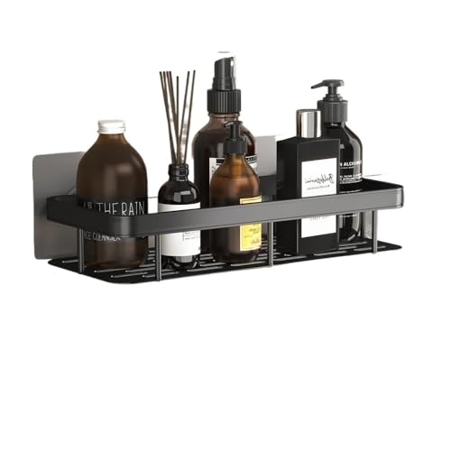 THEDAYBABY Badezimmer-Regal aus Aluminiumlegierung, Shampoo-Aufbewahrungsregal ohne Bohren, Wandmontage, Dusch-Eckregale, Badezimmerzubehör (schwarz, 1 Quadrat) von THEDAYBABY