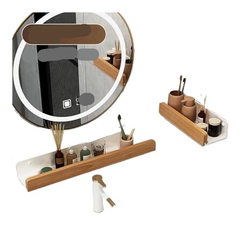 THEDAYBABY Badezimmer-Regal aus Buchenholz, Wandmontage, wasserdicht, feuchtigkeitsbeständig, Badezimmer-Küchenzubehör (schwarz, 50 cm) von THEDAYBABY