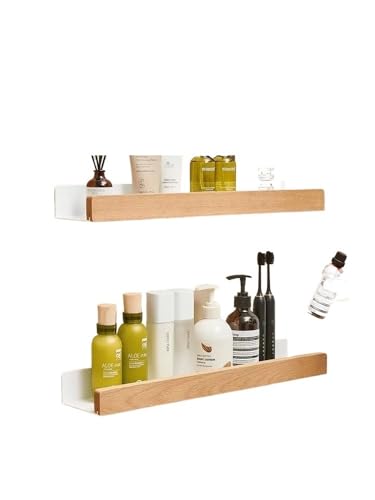 THEDAYBABY Badezimmer-Regal aus Holz, Aluminium, Eckregal, Shampoo-Aufbewahrungsregal, Dusch-Wandregal, Badezimmer-Organizer (schwarz, 50 cm Stange) von THEDAYBABY