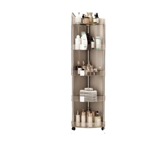 THEDAYBABY Edelstahlregal, mehrlagig, transparent, Badezimmer-Regal, Aufbewahrungswagen, leicht zu bewegen, Ecke, platzsparend, für Badezimmer (5 Ebenen) von THEDAYBABY