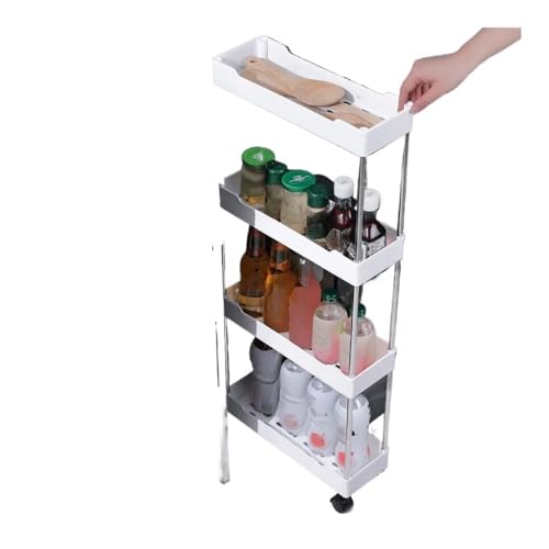 THEDAYBABY Schubwagen, Regal, Boden, mehrschichtig, Badezimmer, Fugendüse, Wohnzimmer, Aufbewahrungswagen, Küchen-Fugendüse, Regal (3 Ebenen, weiß) von THEDAYBABY
