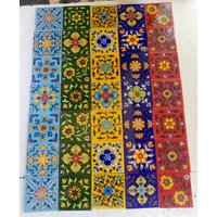Handbemalte Keramik Wandfliesen Set Blaue Kunst | 35 X 3 cm von THEDNAGROUPJODHPUR