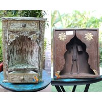 Holz Tempel Handgefertigt Kleine Mandir Pooja Ghar Mandap Für Anbetung Wand Dekor Schublade Home Decor Art von THEDNAGROUPJODHPUR