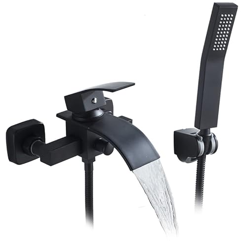 THEEIERCE bathroom faucet shower faucet modern single hand spray copper core shower double outlet bathroom faucet (black) von THEEIERCE