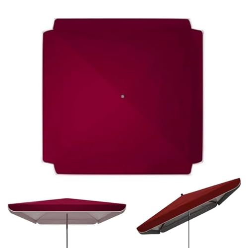 Ersatzbezug Für Quadratischen Regenschirm, Ersatzdach Für Garten-/Markt-/Outdoor-Schirm, Sonnenschutztuch UV30+ Wasserdicht, Doppellagiges Oxford-Gewebe(Burgundy,220x180cm/7.2x5.9f) von THEGA