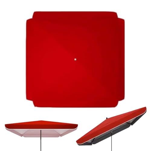 Ersatzbezug Für Quadratischen Regenschirm, Ersatzdach Für Garten-/Markt-/Outdoor-Schirm, Sonnenschutztuch UV30+ Wasserdicht, Doppellagiges Oxford-Gewebe(Red,250x320cm/8.2x10.5ft) von THEGA