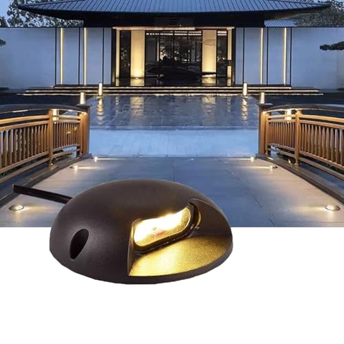 Ground LED Landscape Lamp, Outdoor Buried Lights, IP65 Waterproof Low Voltage Well Spotlight, 1 Side Glow Path Lighting Fortress, for Terrace Pathway Garage Step(3W(24V),Warm white) von THEGA