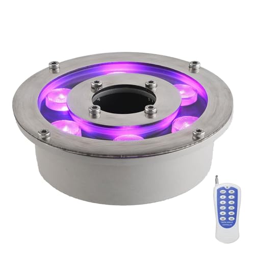 Submersible LED Fountain Light - Ring Swimming Pool Underwater Lamp, IP68 Waterproof Middle Hole Pond Lighting, 12/24V RGB Color Landscape Spotlight(24W(24V)) von THEGA