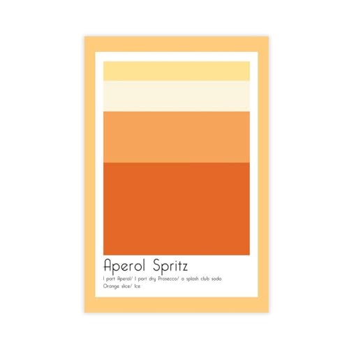 THEGIS Aperol Spritz Cocktail Vintage Leinwand Poster Schlafzimmer Dekor Sport Landschaft Büro Zimmer Dekor Geschenk ungerahmt 30 x 45 cm von THEGIS