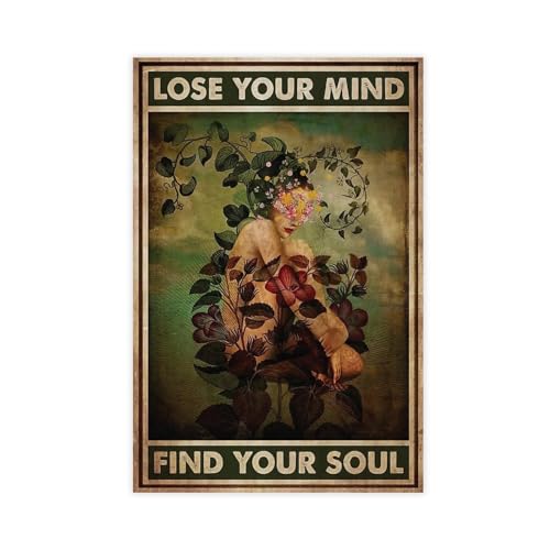 THEGIS Leinwandposter "Girl Lose Your Mind Find Your Soul", Wandkunst, Dekor, Bild, Gemälde für Wohnzimmer, Schlafzimmer, Dekoration, ungerahmt, 60 x 90 cm von THEGIS
