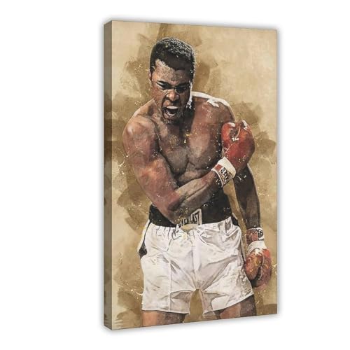 THEGIS Leinwandposter Muhammad Ali Boxing 1, Wandkunst, Dekordruck, Bild Gemälde für Wohnzimmer, Schlafzimmer, Dekoration, Rahmenstil, 50 x 75 cm von THEGIS