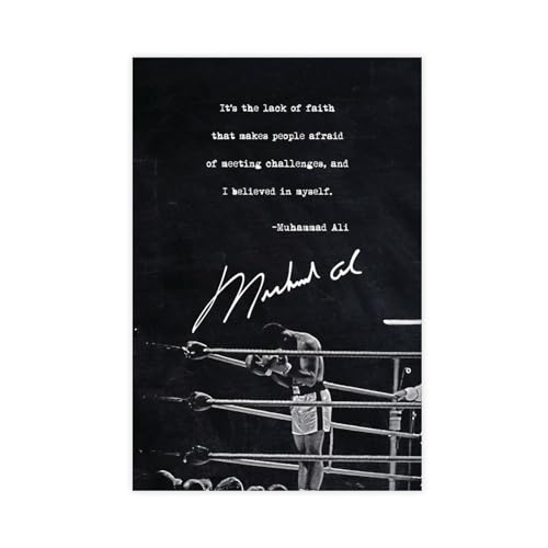 THEGIS Leinwandposter mit Muhammad Ali Boxzitaten, Wandkunst, Dekor, Bild, Gemälde für Wohnzimmer, Schlafzimmer, Dekoration, ungerahmt, 30 x 45 cm von THEGIS