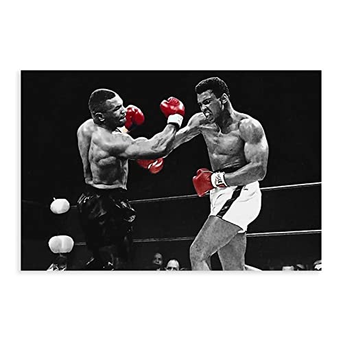 THEGIS Mike Tyson Vs Muhammad Ali Fight Leinwand-Poster, Wandkunst, Dekordruck, Bild Gemälde für Wohnzimmer, Schlafzimmer, Dekoration, ungerahmt, 60 x 90 cm von THEGIS