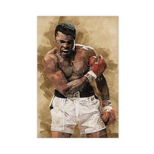 THEGIS Muhammad Ali Boxing 1 Leinwand-Poster, Wandkunst, Dekor, Bild, Gemälde für Wohnzimmer, Schlafzimmer, Dekoration, ungerahmt, 40 x 60 cm von THEGIS