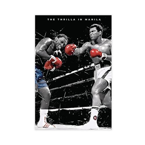 THEGIS Muhammad Ali vs Joe Frazier Leinwand-Poster, Wandkunst, Dekordruck, Bild, Gemälde für Wohnzimmer, Schlafzimmer, Dekoration, ungerahmt, 30 x 45 cm von THEGIS