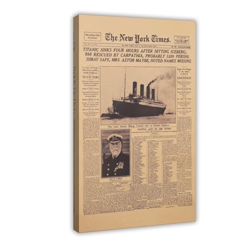 THEGIS New York Times Zeitung Titanic Sinks Arts Vintage Leinwand Poster Schlafzimmer Dekor Sport Landschaft Büro Zimmer Dekor Geschenk Rahmenstil 40 x 60 cm von THEGIS