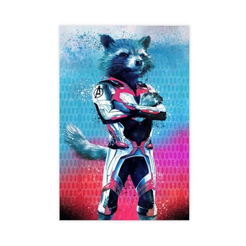 THEGIS Rocket Raccoon 2 Leinwand-Poster, Wandkunst, Dekordruck, Bild, Gemälde für Wohnzimmer, Schlafzimmer, Dekoration, ungerahmt, 40 x 60 cm von THEGIS