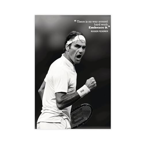 THEGIS Roger Federer 12 Leinwand-Poster, Wandkunst, Dekordruck, Bild, Gemälde für Wohnzimmer, Schlafzimmer, Dekoration, ungerahmt, 60 x 90 cm von THEGIS