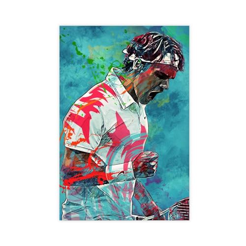 THEGIS Roger Federer 8 Leinwandposter Schlafzimmer Dekor Sport Landschaft Büro Zimmer Dekor Geschenk Unrahmen-Stil 60 x 90 cm von THEGIS