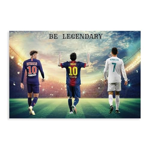 THEGIS Ronaldo und Messi und Neymar Superstar Leinwand Poster Schlafzimmer Dekor Sport Landschaft Büro Zimmer Dekor Geschenk Unrahmen-Stil 30 x 45 cm von THEGIS