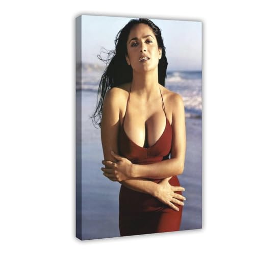 THEGIS Schauspielerin Salma Hayek 5 Leinwandposter Schlafzimmer Dekor Sport Landschaft Büro Zimmer Dekor Geschenk Rahmenstil 30 x 45 cm von THEGIS