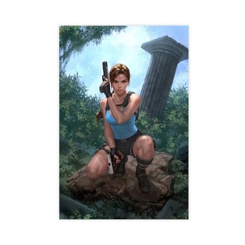 THEGIS Tomb Raider Lara Croft 5 Leinwand-Poster, Wandkunst, Dekor, Bild, Gemälde für Wohnzimmer, Schlafzimmer, Dekoration, ungerahmt, 50 x 75 cm von THEGIS