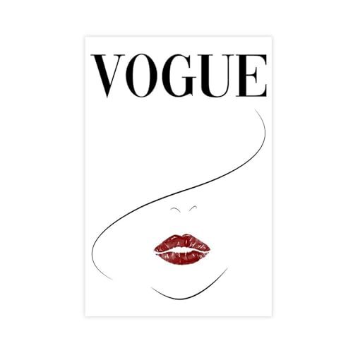 THEGIS Vogue Leinwand-Poster mit Gesicht und Lippen, Schlafzimmer, Dekoration, Sport, Landschaft, Büro, Raumdekoration, Geschenk, ungerahmt, 30 x 45 cm von THEGIS