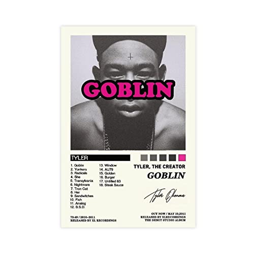 Tyler, The Creator Goblin Albumcover auf Leinwand, Poster, Wandkunst, Dekor, Bild, Gemälde für Wohnzimmer, Schlafzimmer, Dekoration, ungerahmt, 30 x 45 cm von THEGIS