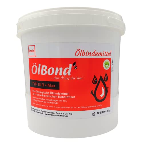 ThEis 10L Eimer Ölbindemittel Typ 3 R Max Ölbinder ÖlBond stark saugend - wiederverschließbarer Eimer - rein ökologisch & geruchsbindend - Made in Germany (MAX, 10L) von ThEis