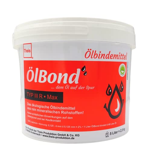 ThEis 5L Eimer Ölbindemittel Typ 3 R Max Ölbinder ÖlBond stark saugend - wiederverschließbarer Eimer - rein ökologisch & geruchsbindend - Made in Germany (MAX, 5L) von ThEis