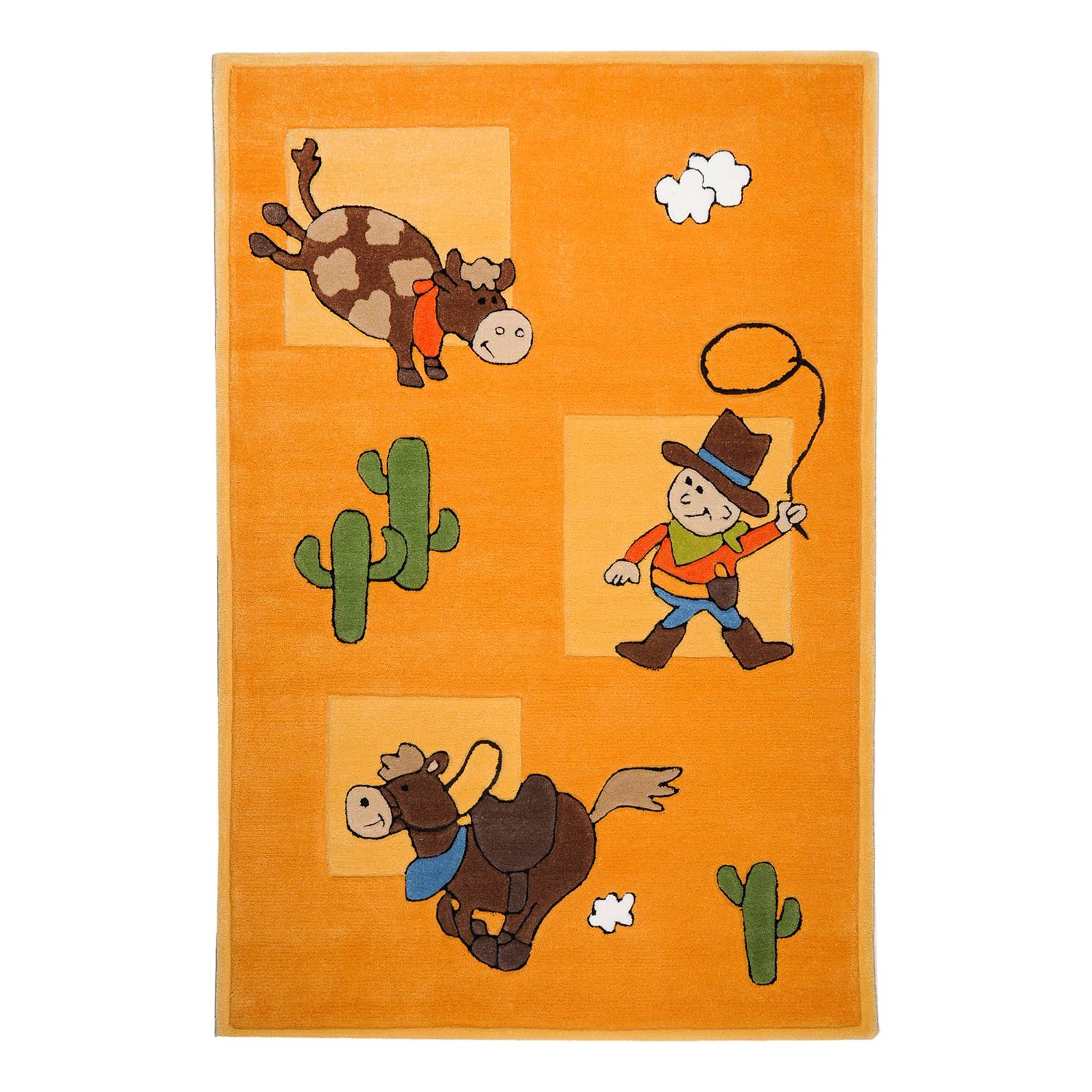 THEKO die markenteppiche Kinderteppich Cowboy Fun Orange mit Motiv Webstoff 120x180 cm (BxT) Rechteckig von THEKO die markenteppiche