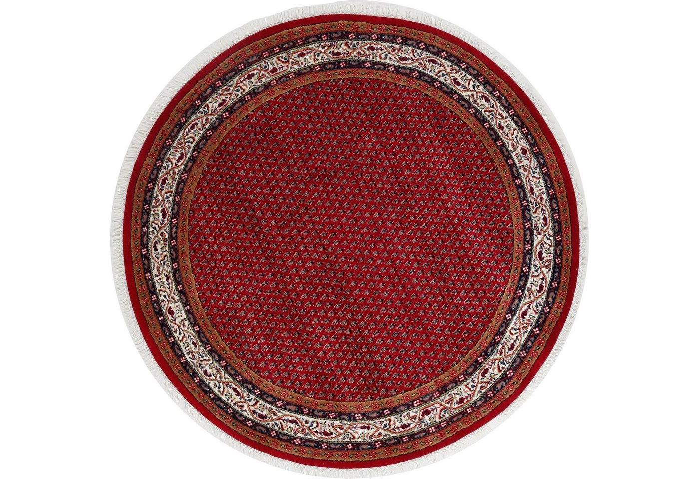 Orientteppich Chandi Mir, THEKO, rund, Höhe: 12 mm, reine Wolle handgeknüpft, mit Fransen von THEKO
